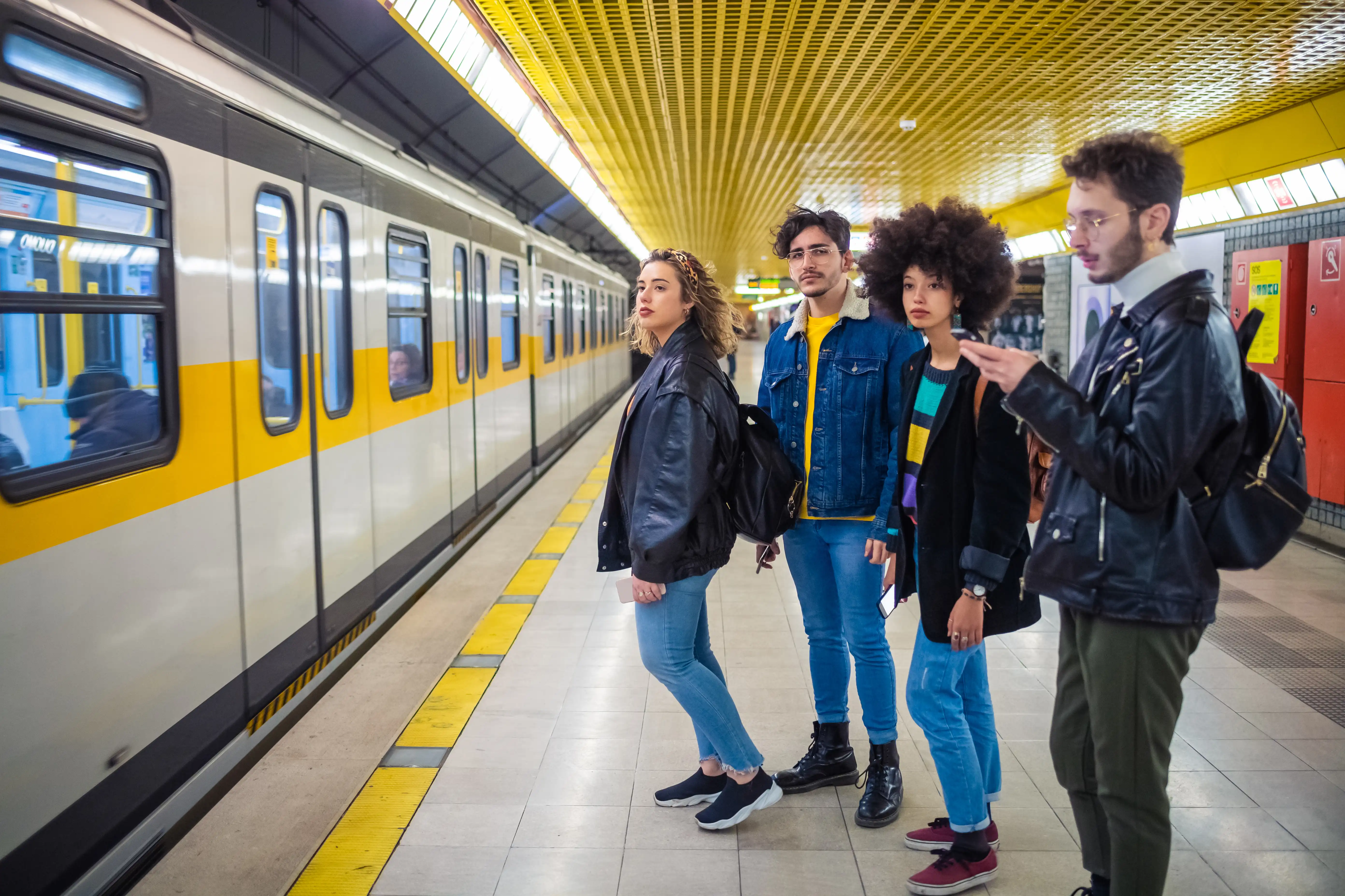 People waiting at a Berlin subway station – part of the city’s public transport network.