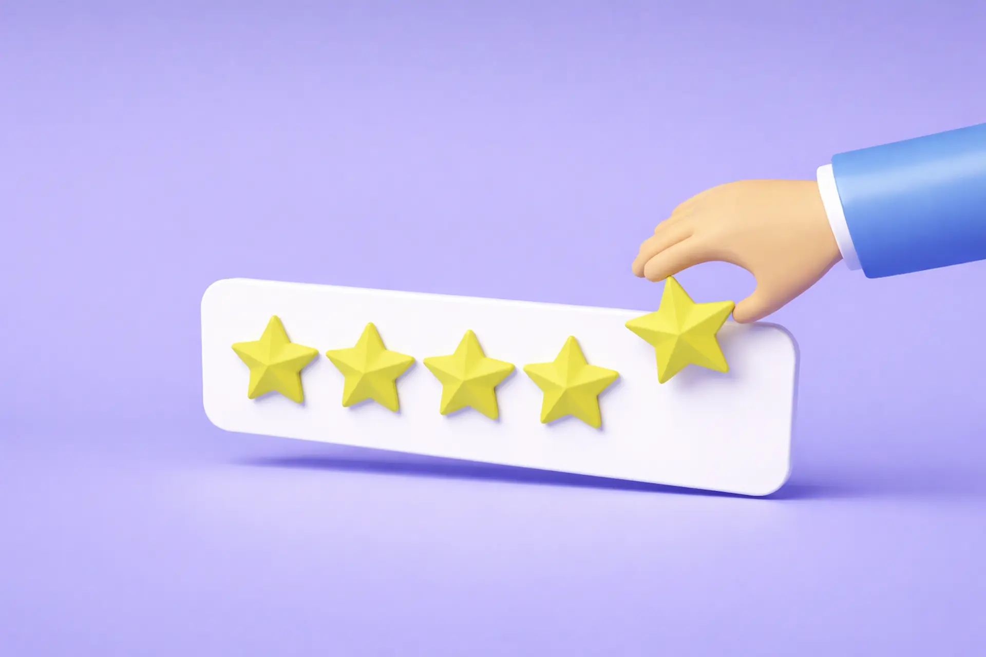 Hand placing fifth star on a rating bar