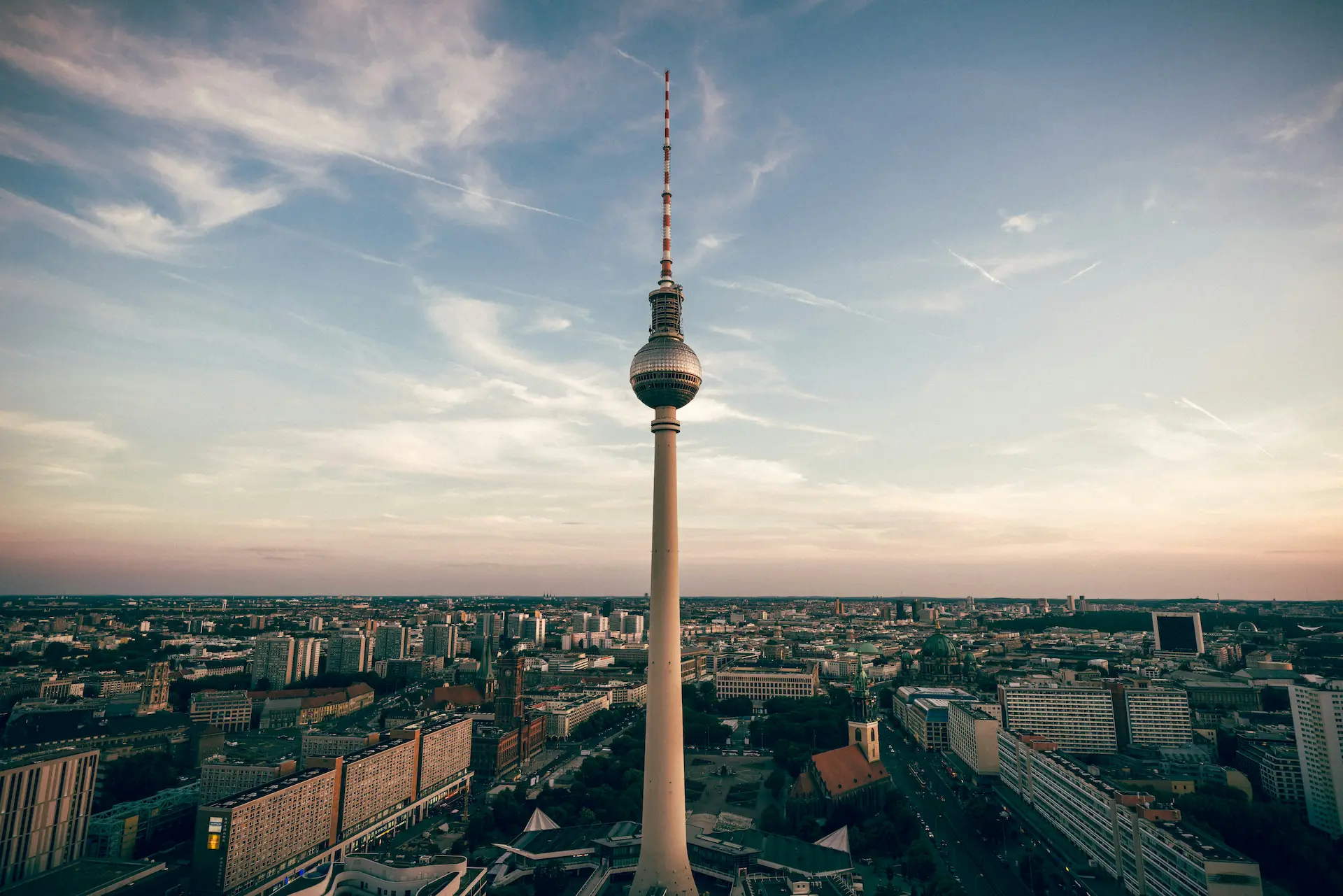 Berlin TV tower with city panorama in daylight