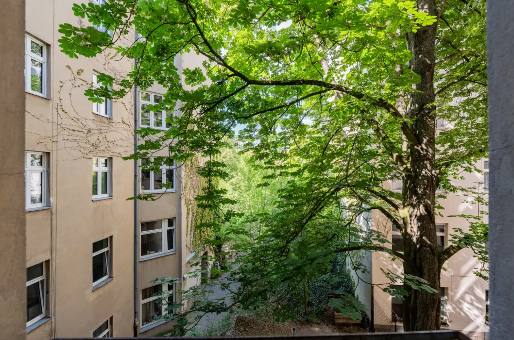Ruhiger Fensterausblick