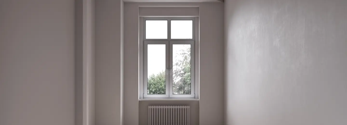 Heller Wohnraum aus Gegenperspektive