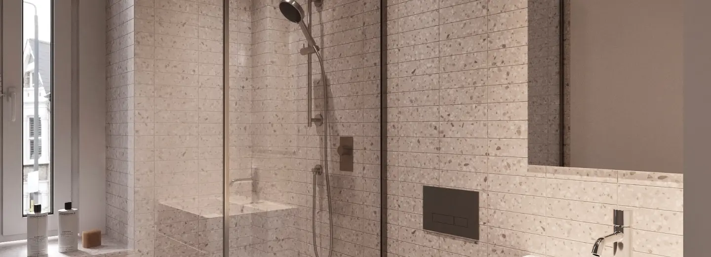 Tageslichtbad mit bodengleicher Dusche