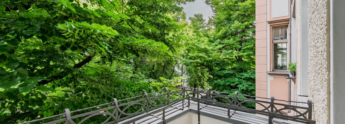 Grüner Ausblick vom Balkon