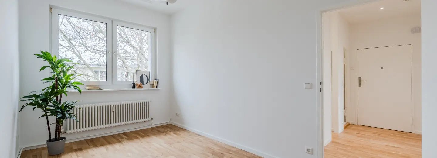 Schlafzimmer aus seitlicher Perspektive