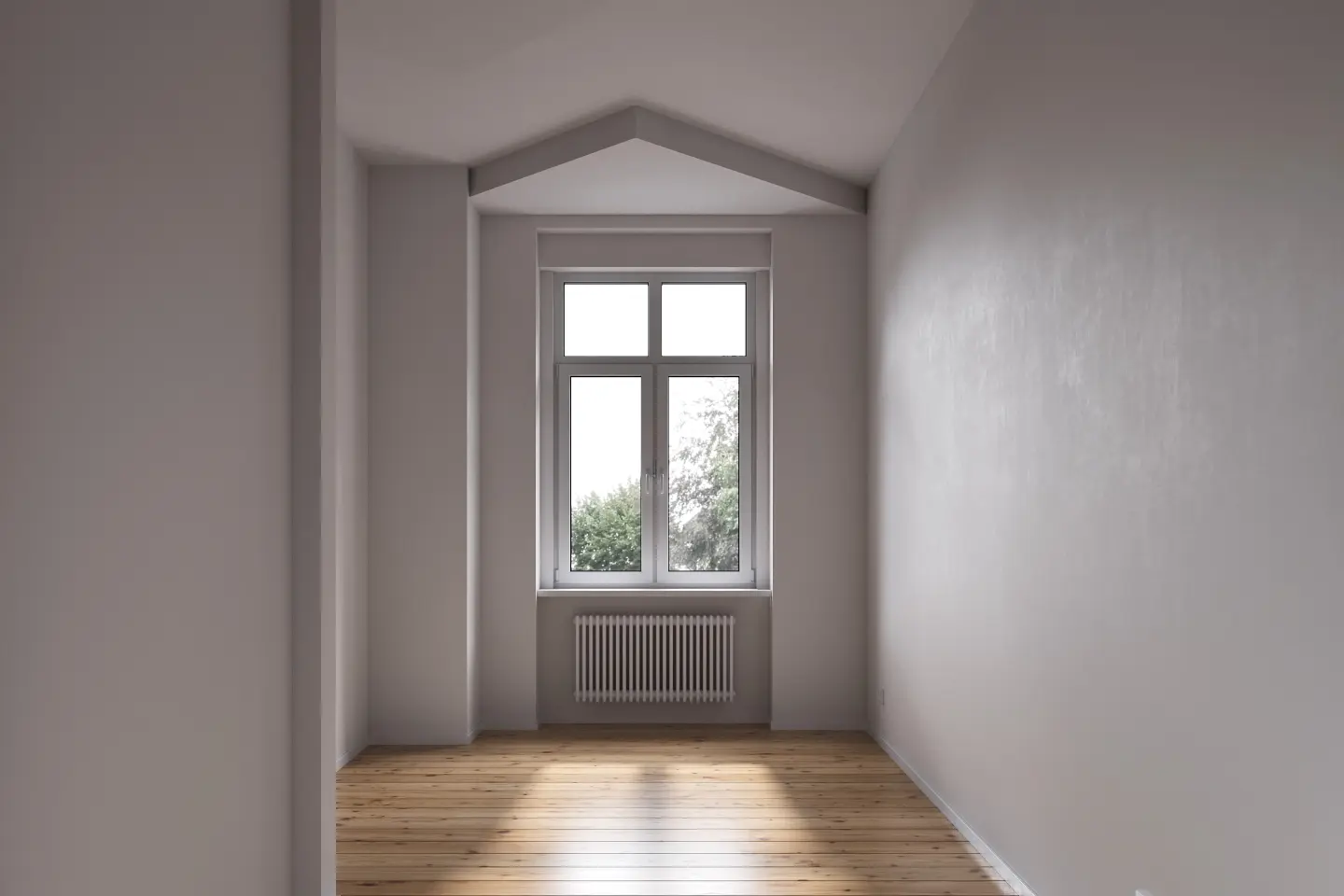Heller Wohnraum aus Gegenperspektive