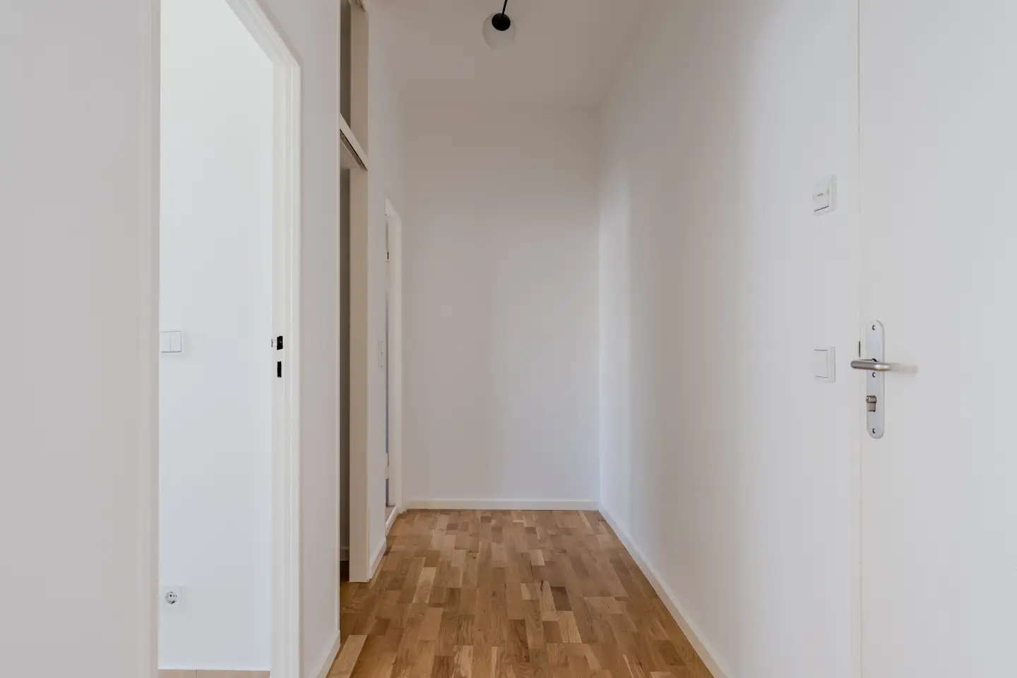Flur mit Wohnungseingang und Parkett