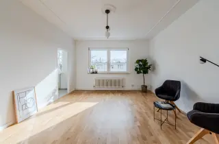 Heller Wohnraum mit offener Küche