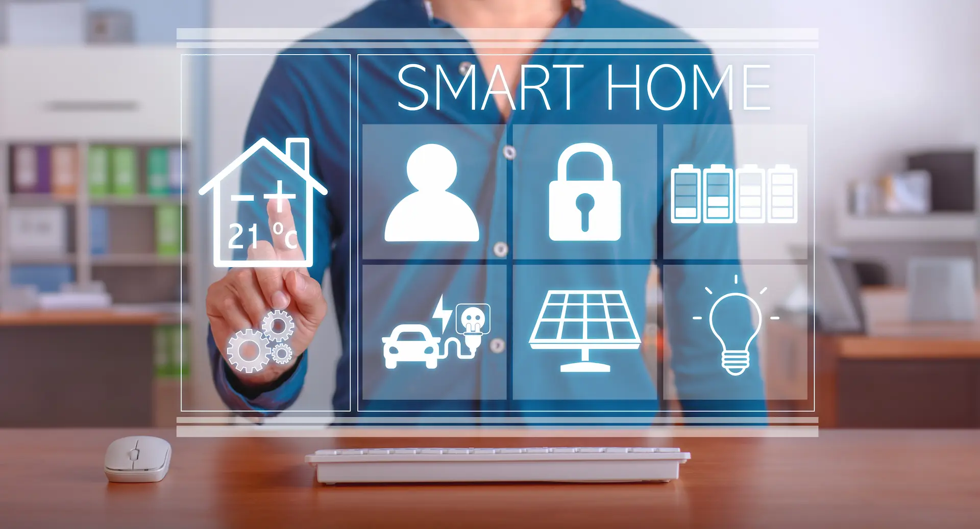 Interaktive Smart Home Oberfläche mit Energie und Sicherheitsfunktionen