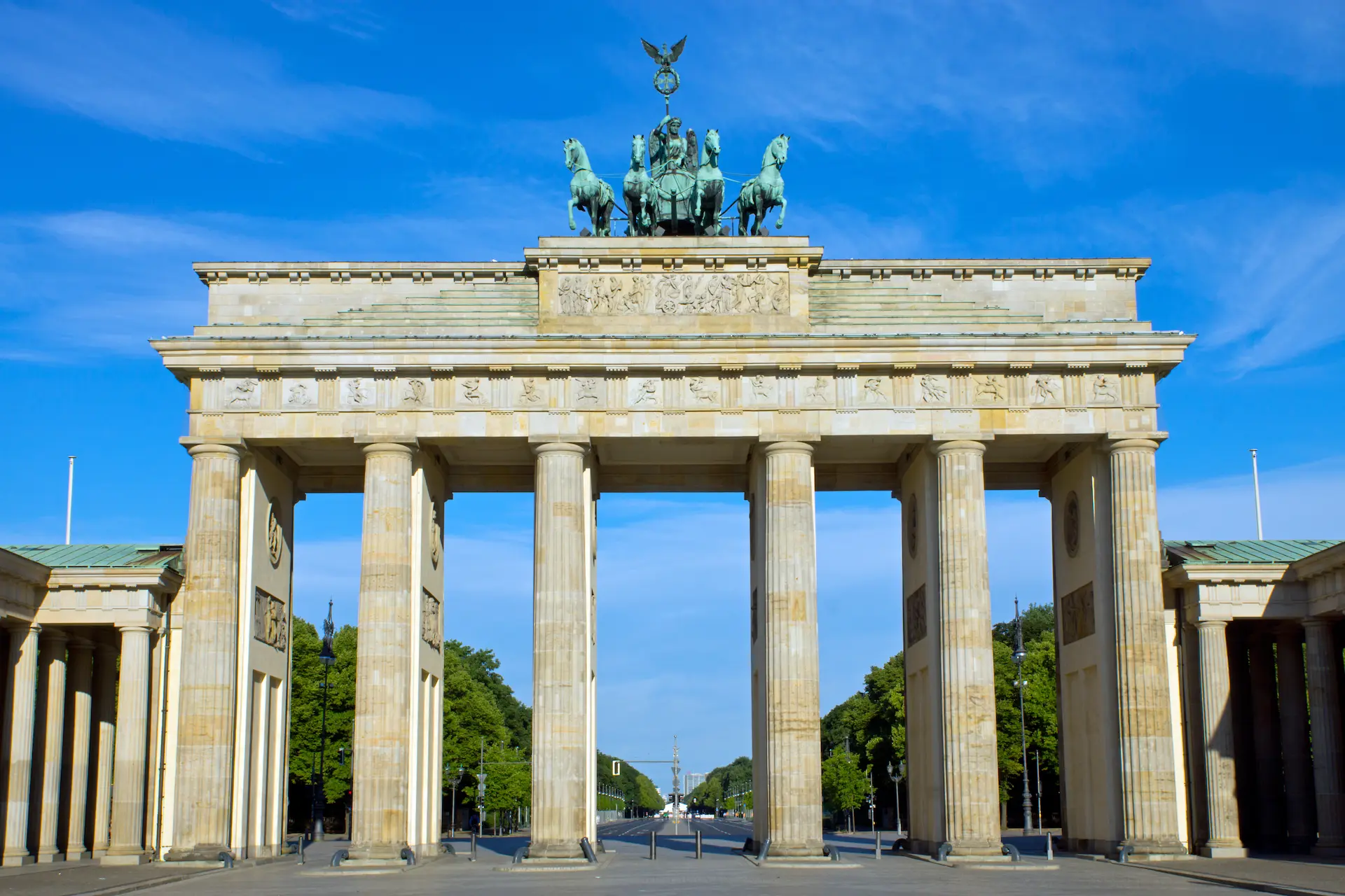 Brandenburg Gate in Berlin under blue sky